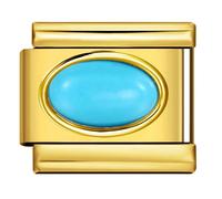 December Topaz 18K Gold Month Birth Year Birthday Stone Anniversary Birthstone Crystal Silver Italian 9mm Link Stainless Steel Bracelet Charm Compatible With Nomination