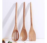 Decent Vrvege Acacia Wooden Cooking Utensils Set of 3, Wooden Spoons Spatula, 12 Inch, Non Stick Safe, Easy To Use