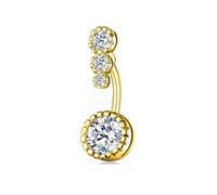 Decentraland 1 PC 14G Gold Surgical Steel with Three Top Ball Round Zircon And One Bottom Zircon Belly Button Ring Hypoallergenic Clicker Barbells Navel Rings Belly Piercing Jewelry for Men and Women