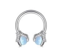 Decentraland 1 PC 16G Silver Blue Stainless Steel Dragon Claws Inlaid with Blue Beads Septum Ring Nose Hoop Ear Cartilage Daith Conch Helix Earring Lip Ring Piercing Jewelry for Men and Women