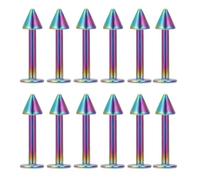 Decentraland 12 PCS Colored Pointed Cone 6 mm Surgical Steel/Titanium Nose Studs for Women Nostril Piercing Jewelry/spike nose stud/labret stud 16 g