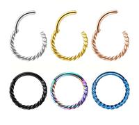 Decentraland 6 PCS 16G Diameter 10mm Fashionable Helix Twist Stainless Steel Earring Cartilage Nose Septum Spiral Ring Orbital Hoop Piercing Jewelry