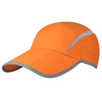Decentron Foldable Mesh Sun Cap Outdoor Sports Hat Breathable Sun Runner Cap with Reflective Trim, 55-60cm/21.5-23.5inch, Orange