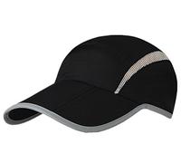 Decentron Foldable Mesh Sun Cap Outdoor Sports Hat Breathable Sun Runner Cap with Reflective Trim Black