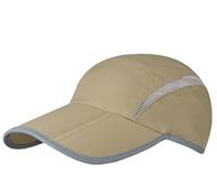 Decentron Foldable Mesh Sun Cap Outdoor Sports Hat Breathable Sun Runner Cap with Reflective Trim Khaki