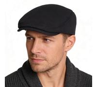 Decentron Men's Classic Cotton Flat Ivy Cap Vintage Newsboy Hat Winter Irish Gatsby Driving Cap Golf Cabbie Hat Black
