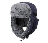 Decentron Mens Earflap Trapper Hat Warm Winter Hats Ushanka Hunting Hat Eskimo Snow Ski Hat Navy Blue