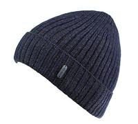 Decentron Outdoor Classic Bassic Men's Warm Winter Hats Thick Knit Long Cuff Beanie Cap with Lining Navy Blue