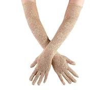 Deceny CB Floral Lace Gloves for Women Long Wedding Gloves Elbow Length Gloves, Ivory, One Size