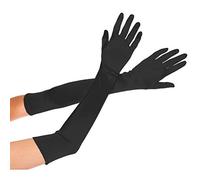 Deceny CB Long Satin Gloves for Women Evening Party Gloves Formal Bridal Gloves (Plus size, Black)