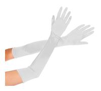 Deceny CB Long Satin Gloves for Women Evening Party Gloves Formal Bridal Gloves (Plus size, White)