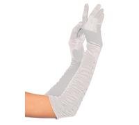 Deceny CB Party Gloves for Women Long Satin Opera Gloves Shirred Elbow Gloves (Normal size, White)
