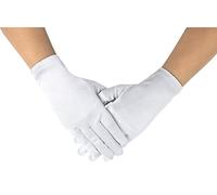 Deceny CB Satin Gloves for Women Short Formal Gloves Wrist Length Gloves (White)