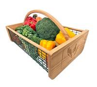 deceptia 16 Quart Large Garden Harvest Basket, Garden Baskets for Gathering Vegetables, Flowers, and Fruits, Natural Smooth Durable Wooden Frame and Coated Mesh, 19" L x 11" W x 5 1/2"