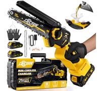 Decerk Brushless Cordless Chainsaw - 2025 Upgraded 6 Inch Electric Mini Chain Saw with 2PCS 2000mAh Batteries Powered, Handheld Chainsaws with Automatic Oiler & Tool-Free Chains for Tree Wood Branch
