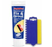 Decex Tile Fix & Grout Repair Kit 330g - Ready Mixed Waterproof Tile Adhesive & Grout with Grout Spreader Tool - White Grout Repair Kit for Bathroom, Kitchen Wall & Floor Tile Repairs