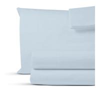 Decfair 100% Egyptian Cotton Queen Bed Sheets Set 1000 Thread Count Luxury Hotel Soft and Smooth Light Blue Queen Size Sheet Set Sateen Weave Extra Long Staple Cotton 16" Deep Pocket Bedding - 4 Piece