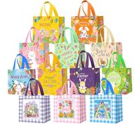 DECHISY 12 Pack Easter Bags with Handles, Easter Gift Bags for Kids, Non-Woven Easter Tote Bags, Waterproof Easter Basket for Classroom, Egg Hunt Game, Party Favors, 21 x 15 x 20cm