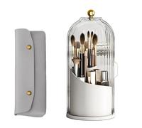 Dechoga Makeup Brush Holder Set, Makeup Organiser with Transparent Dust Lid, 360° Rotating Sliding Opening Make up Brush Holder Suitable for Cosmetic Brushes, Lipsticks, eyeliners, Lipsticks