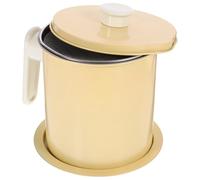 DECHOUS 1.4l Khaki Refined Iron Oil Filter Pot with Fine Mesh Strainer, Convenient Pouring and Scald Prevention, Kitchen Grease Container for Cooking and Frying