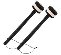 DECHOUS 1 Pair Bass Drum Mallets with Felt Heads, Black and White Non-slip Rubber Handles with Strap, Professional Percussion Sticks for Marching Band and Drum Accessories Random Color