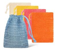 DECHOUS 10 Pcs Exfoliating Soap Pouch Made from Cotton Linen with Drawstring Natural Soap Saver Bag for Bath and Shower for Foaming and Drying