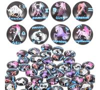 DECHOUS 100Pcs 12Mm Zodiac Pattern Glass Dome Cabochons Glow in the Dark Rocks DIY Jewelry Accessories for Necklace Keychain and Pendant Making
