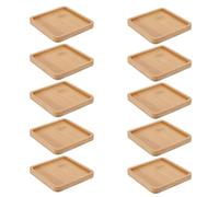 DECHOUS 10Pcs Bamboo Mosaic DIY Coaster Bases Square Heat Resistant Blank Trays for Plant Display and Craft Projects