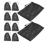 DECHOUS 10pcs Black Mesh Drawstring Bags Made of Sturdy Polyester and Ball Storage, Resistant to Wear and Tear, for Gym, Travel and Beach Use