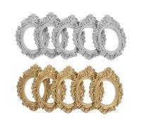 DECHOUS 10Pcs Mini Picture Frames Gold and Sliver 2x2 Inches Vintage Miniature Picture Frames for Dolls House Decor Mini Photo Bezels Oval