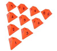 DECHOUS 10Pcs Numbered Soccer Training Cones Set, Orange Triangular Agility Markers for Football Practice, Sports Traffic Field Markers for Outdoor Athletic Drills