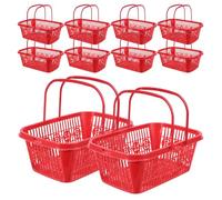 DECHOUS 10Pcs Plastic Strawberry Picking Baskets with Handle Small Berry Fruit Harvest Containers for Farmers Market Grocery Stores and Party Use