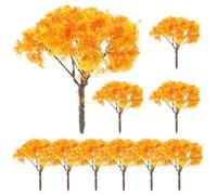 DECHOUS 10pcs Tree Photo Prop Artificial Tree Miniature for Train Model Orange Color Purely Handmade High Simulation Effect Chic Style Eco Decoration