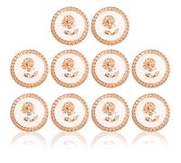 DECHOUS 10pcs White Zinc Alloy Decorative Buttons for Sewing Clothes, Vintage Rose Flower Design, 15mm Metal Buttons Not Easy to Break, for Jackets and Uniforms