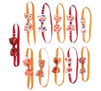 DECHOUS 11pcs Pet Bow Tie Adjustable for Dog and Cat Fall Pumpkin Maple Leaf Design Cute Necktie for Puppy Kitten Halloween Thanksgiving Decoration