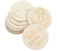 DECHOUS 11pcs Wooden Pregnancy Weekly Signs Double Sided Discs Photo Props for Pregnancy Journey Markers Weekly Cards for Reveal Ideas