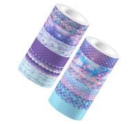 DECHOUS 12 Rolls DIY Washi Tape Adhesive Sticker with Mermaid Scale Gradient Pattern, Easy to Stick and Tear, for Holidays and Decorating, Simple Style for Scrapbooking and Crafts