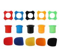 DECHOUS 15pcs Microphone Accessories Set Including Foam Windscreens, Anti-rolling Protective Rings, and Bottom Sleeves, Mixed Colors, Compatible with Handheld Mics for Karaoke