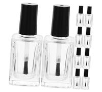 DECHOUS 15pcs Transparent Square Nail Polish Bottles with Black Brush Caps Empty Nail Varnish Containers for DIY Art Portable and Convenient
