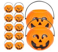 DECHOUS 18pcs Halloween Pumpkin Buckets Candy Holders Treat Containers for Trick Treating Festive Party Supplies Cute Smiling Design for Boys and Girls Reusable