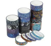 DECHOUS 19pcs Universe Themed Washi Tape Set, 2.5m Rolls Decorative Scrapbooking Tape for Journals, Hand Account, and Craft Decor in Galaxy Pattern