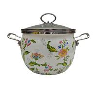 DECHOUS 2.8l Enamel Stockpot with Lid Handle for Soup and Hot Pot Cooking, Flat Bottom Design for Stability and Easy Cleaning, Vintage Textured Coating for Individuals and Couples Kitchen