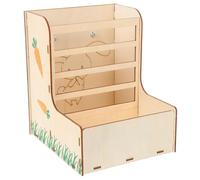 DECHOUS 2-in-1 Wooden Pet Rabbit Cage Feeding Tool Fixed Grass Rack, Small Animal Food Box and Bunny Grass Feeder for Guinea Pigs and Rabbits