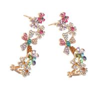 DECHOUS 2 Pair Flower Statement Earrings for Women Lightweight No Piercing Rhinestone Alloy Ear for Proms and Holidays Elegant Bold Design