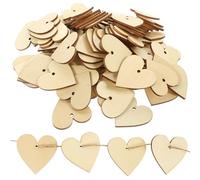 DECHOUS 2 Sets of 100Pcs 4Cm Heart-Shaped Unfinished Wood Slices 10M Natural Jute Twine for DIY Crafts, Wooden Heart Cutouts for Wedding, Valentine’S Day, Party Decorations and Handmade