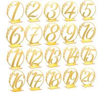 DECHOUS 20 Pcs Acrylic Table Numbers 1- with Delicate Design and Smooth Surface, Easy to Clean Wedding Table Numbers for Reception and Restaurant Use, Golden Colour