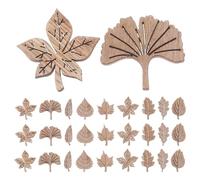 DECHOUS 200pcs Unfinished Wooden Leaf Cutouts for Crafts - Vintage Style Painted Maple and Ginkgo Wood Inserts, DIY ’ Educational Painting and Autumn Decoration