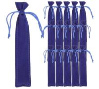 DECHOUS 25pcs Blue Flannel Pen Pouch with Drawstring Closure, Easy to Carry Pen Holder for Writing Tools, Suitable for Students and Clerks, for School, Office,