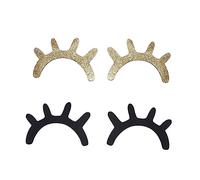 DECHOUS 2pairs Wooden Eyelash Wall Stickers for Nursery Boys and Girls Bedroom Glitter Golden Black Eyelash Photography Props for Showers Parties