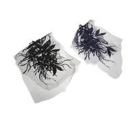 DECHOUS 2pcs 3D Floral Lace Applique Patch Embroidered Flower Lace Appliques for Wedding Dress Sewing, Black and Navy Blue Fabric Flower Embroidery for Bridal Gown Decoration